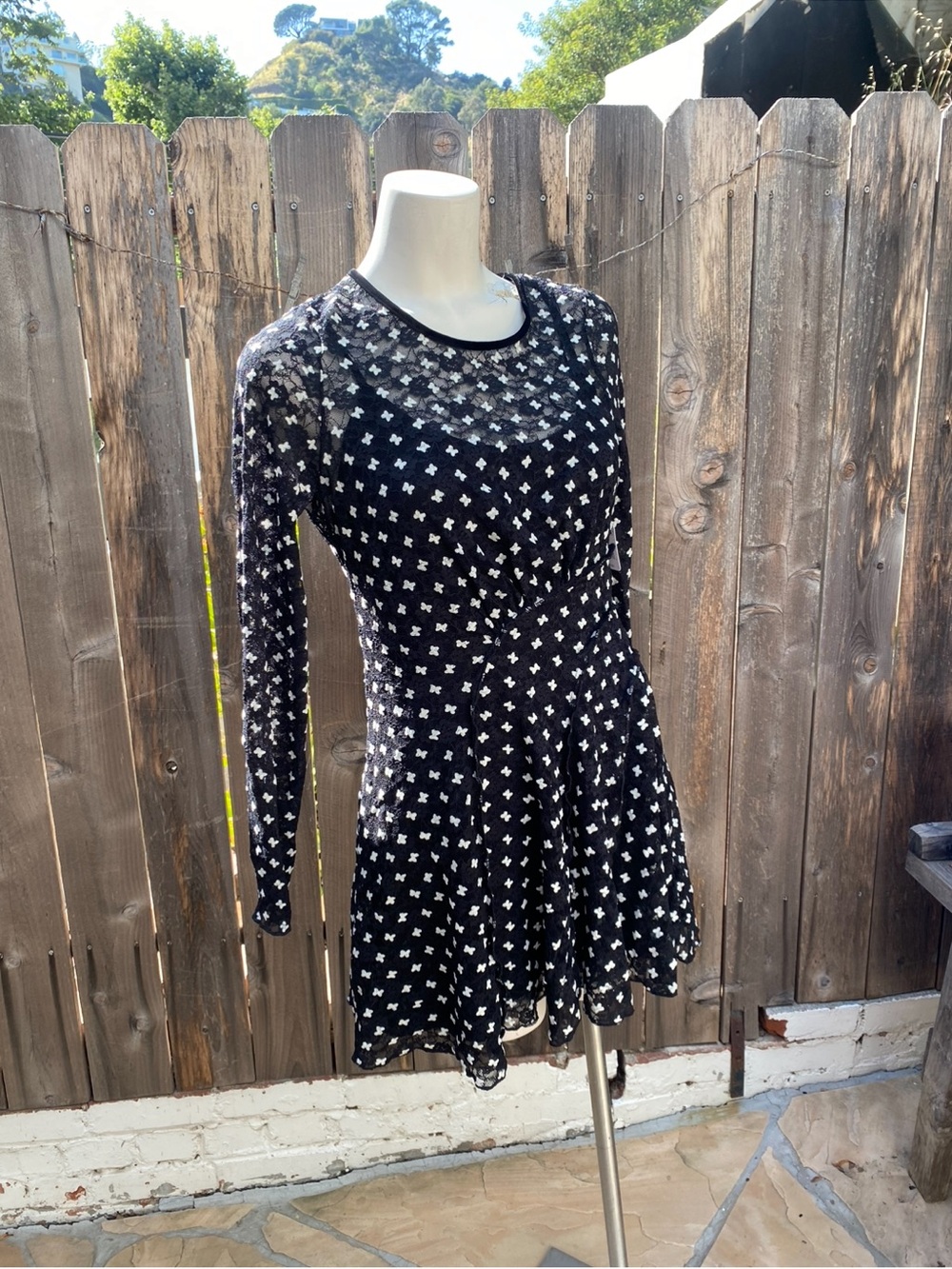 Free People Sheer Delight  Long Sleeve Mini Dress size M NWT - Picture 7 of 13